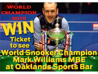 Win a ticket to see World Snooker Champion Mark Williams MBE at Oaklands Sports Bar, Cinderford on Saturday July 7th.  Closing date extended.