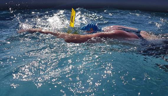 Epic swim by local sculptor