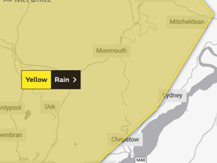 Weather warning for heavy rain across Monmouthshire