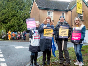 Nurses on strike at Dilke Hospital in Cinderford