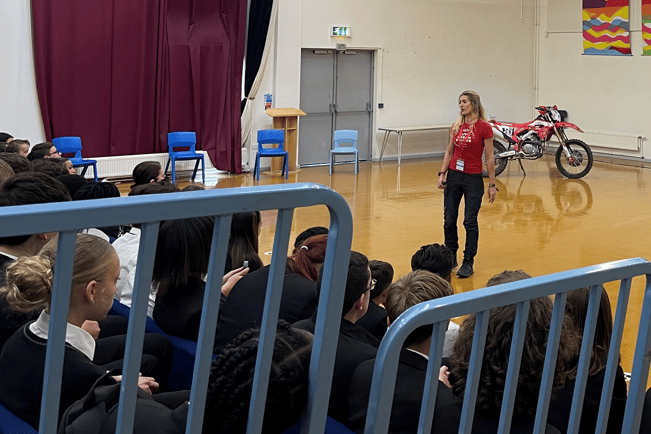 Vanessa inspiring students at Orchard school, Bristol