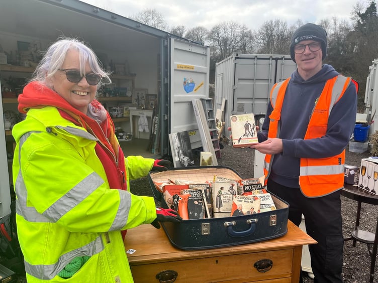 A collection of valuable books by PG Wodehouse were found among rubbish at the Five Lanes recycling centre near Caldicot.