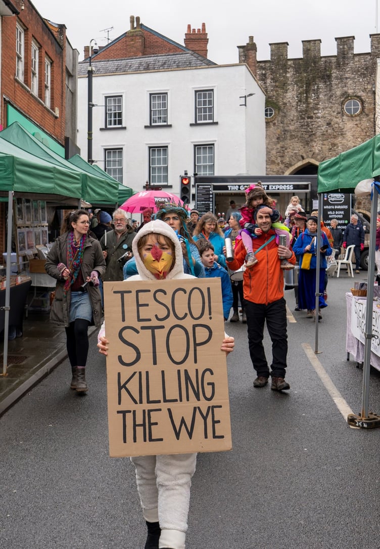 Protestors marched through Chepstow to highlight the plight of the River Wye