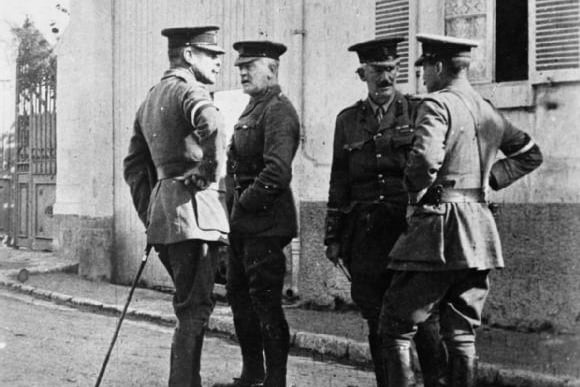 Haig with Major-General CC Monro, Brigadier-General JE Gough - Haig’s Chief of Staff, and Major General Sir Edward Perceval, in France, 1914.
