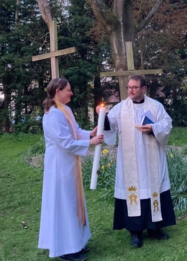Memorial garden provides fitting backdrop for a Easter Sunday service