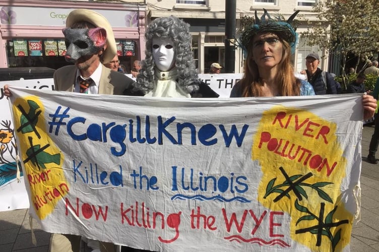 Campaigners took to the streets to protest about the state of the Wye