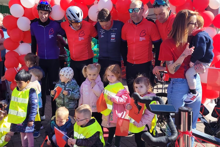 Cyclists taking a break at Ross Morrisons