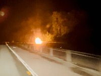 Emergency services respond to car on fire between Raglan and Monmouth