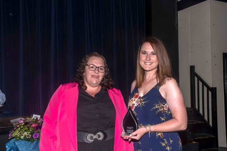 Sara Warren (left) won the Hero in Care award which was presented by Stacey Hole-Burton of Chepstow Hearing