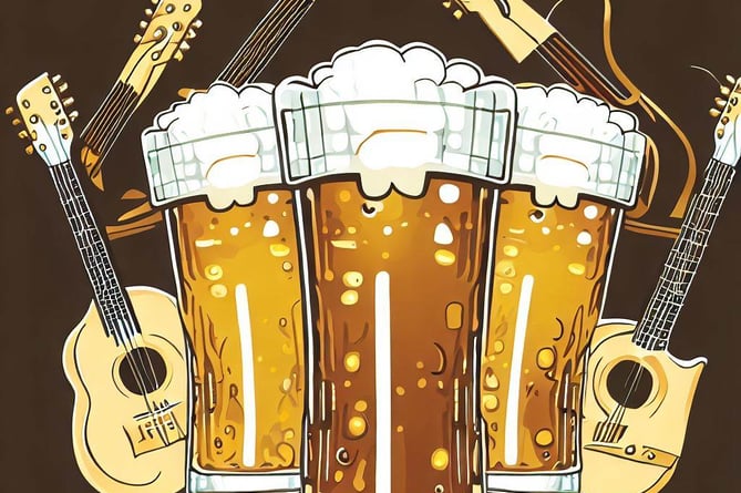 Folk music and pints of beer graphic