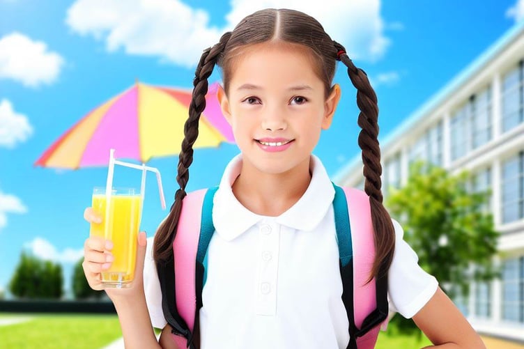 Bing AI generated picture of a school child at lunch