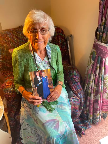 Gorsley’s own centenarian, Brenda Monkley, celebrated her 100th birthday, prior to a grand celebration at the Gorsley Baptist Church on Saturday, July 15. She’s pictured here holding her card from King Charles III and Queen Camilla.