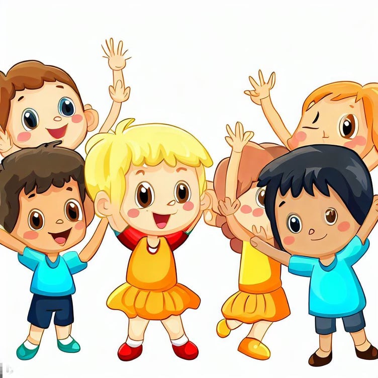 An AI cartoon of children celebrating