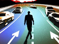 Walking man causes havoc on M50