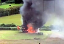 Combine harvester bursts into flames in How Caple