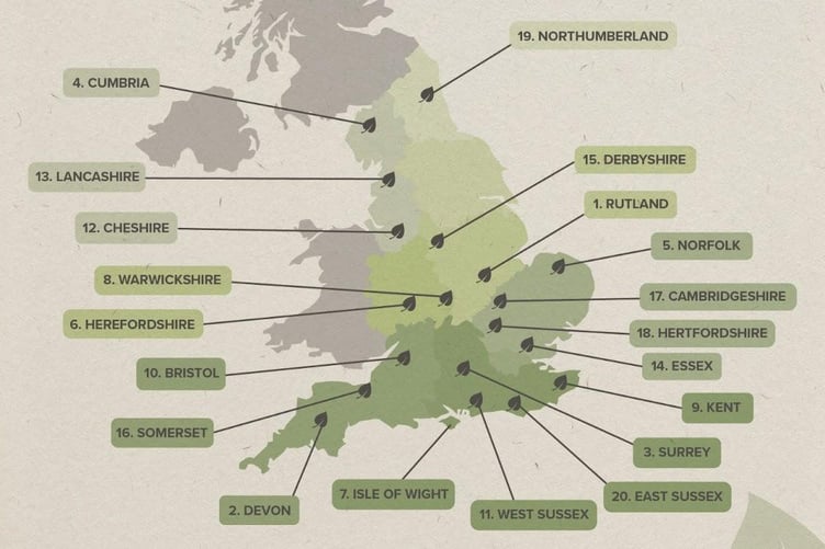 Map of best gardening counties