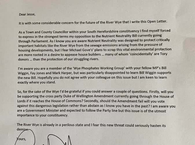 The open letter from Cllr Ed O'Driscoll to Jesse Norman MP