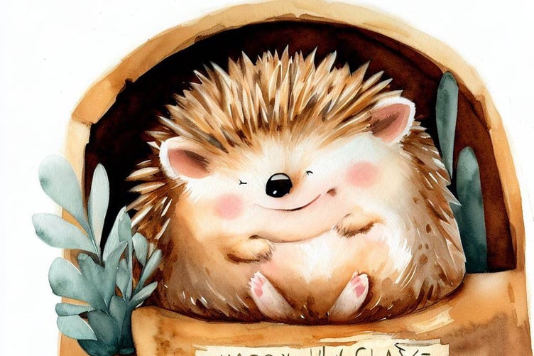 A cartoon of a happy hedgehog