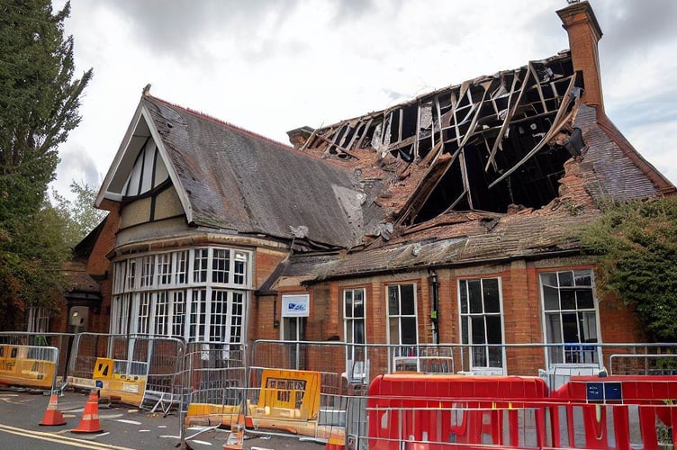 School roof caved in