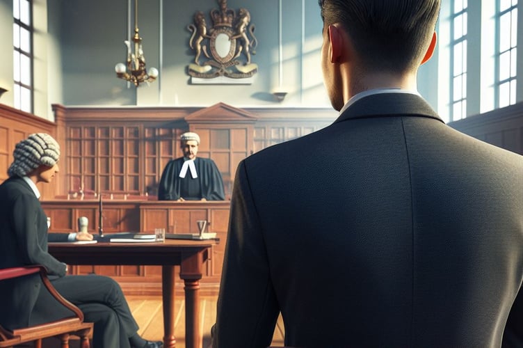 man in court
