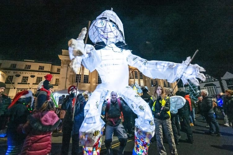 A giant at the Xmas lantern parade