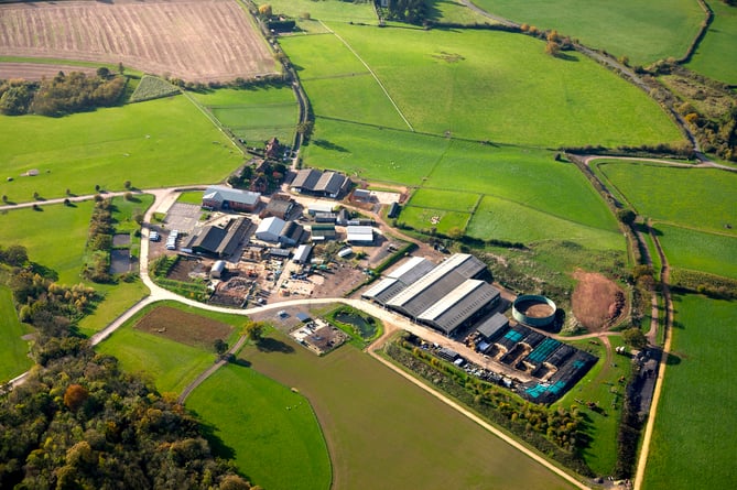An aerial view of Hartpury Home Farm
