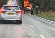 Motorists forced to turn back after huge car fire on Speech House Road this afternoon