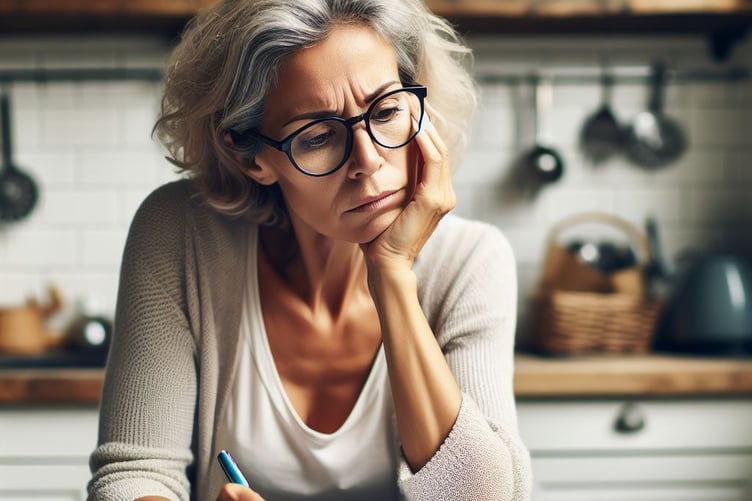 person looking at bills