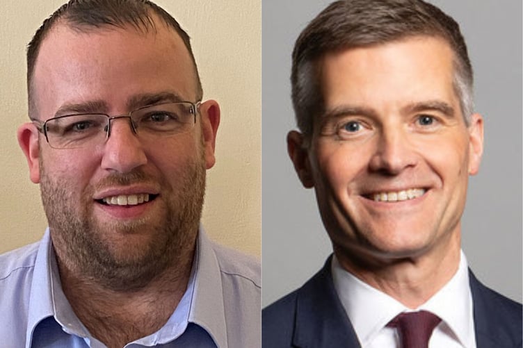 Cllr Matt Bishop (left) has called out Forest MP Mark Harper over his comments on the Green-led Forest Council's proposed hike in parking charges