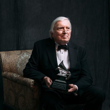 Simon Blumlein with his father's Grammy award