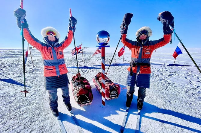 George Gilbert (left) and Bex Openshaw-Rowe trekked to the South Pole .jpg