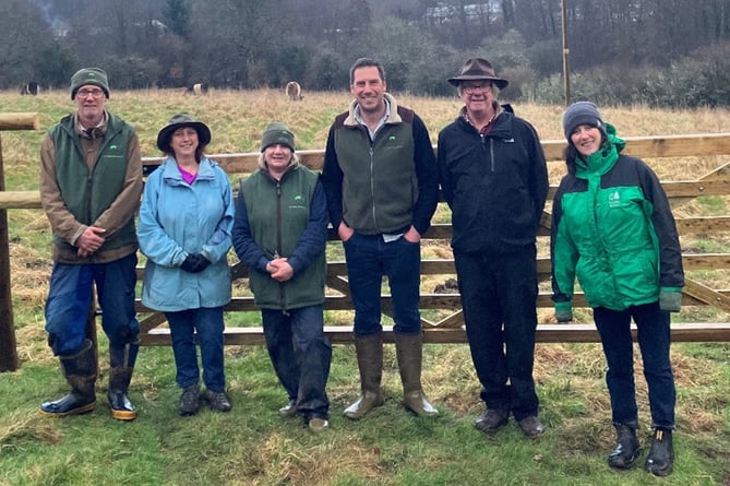 Pictured with Forestry England Community Ranger Miranda Thomason (far right) are Howard Eason of Grazing Management, volunteer Alyson George, Paula Simpson and Alex Crawley of Grazing Management, and Chairman of the Parkend Community Orchard Group Peter Sherrard-Smith.