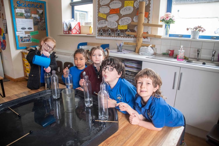 Pupils experimented with making sounds for the garden.