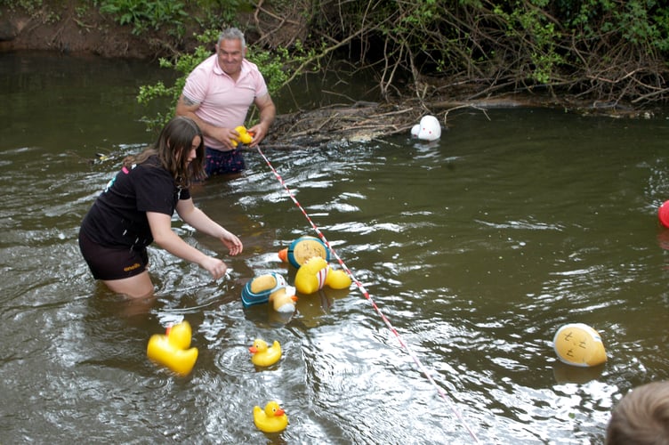 Finish line at duck race
