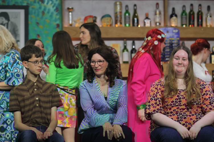Jo Postle as Jan with  Elin Ryder as Cyndi and Hallam Geary as Mike.