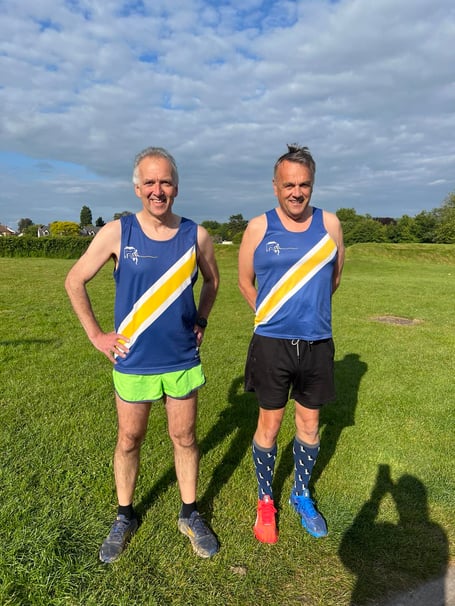 Martin Blakebrough and Jeremy Creasey raced the Caerleon 5-miler