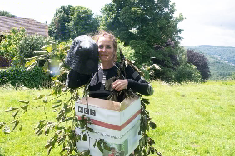 Jane Hall's costume was based on a news story about a woman who was attacked by a bird.