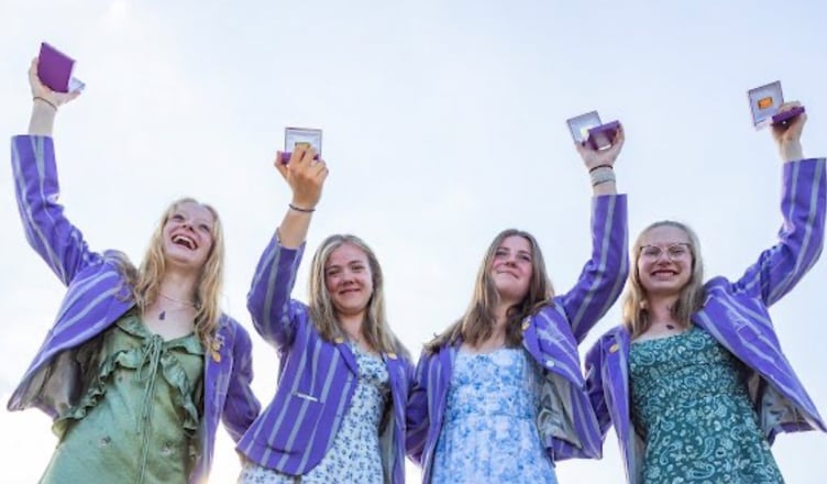 Wycliffe, with Violet Holsbrow-Brooksbank second from left, celebrate victory at Henley Women's Regatta