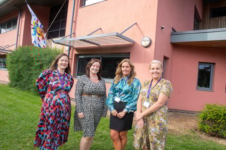Principal Gwennan Jeremiah, Ashley Syms-Rees, Chair of Trustees, vice principal Jodie Howells  and assistant principal Emma Hemsley,