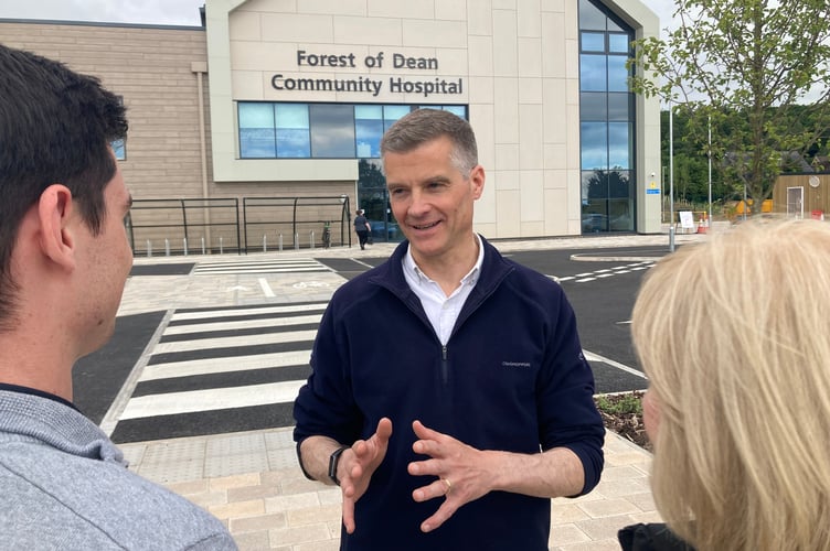 Mark Harper outside the new Forest hospital in Cinderford