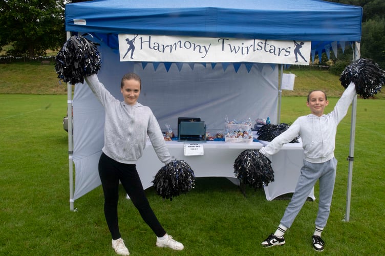 Ava Hopkins and Maisie Sayce of the Harmony Twirlstars Marching Band.