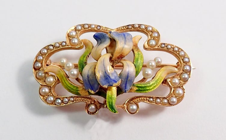 Art Nouveau Enamel Brooch
