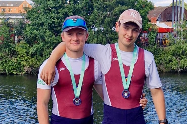 Ben Morgan and George Knight won double sculls on both days at Stourport. Photo: Monmouth RC