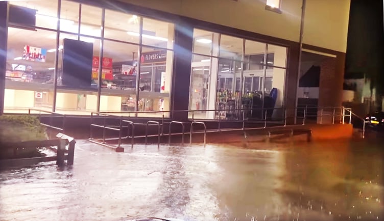 Flooding outside Aldi store