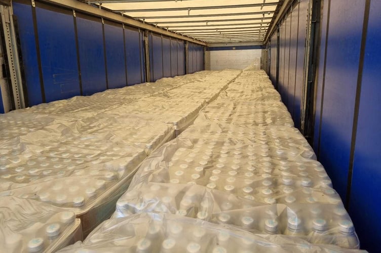 lorry with cases