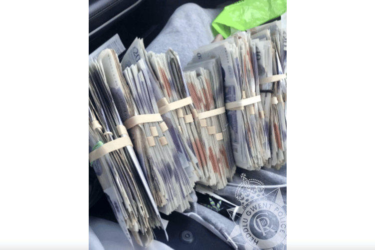 Wads of cash seized by Gwent Police