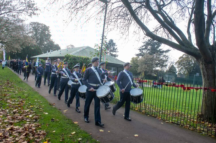 The band of the  Lydney air cadets led he parade in the town.