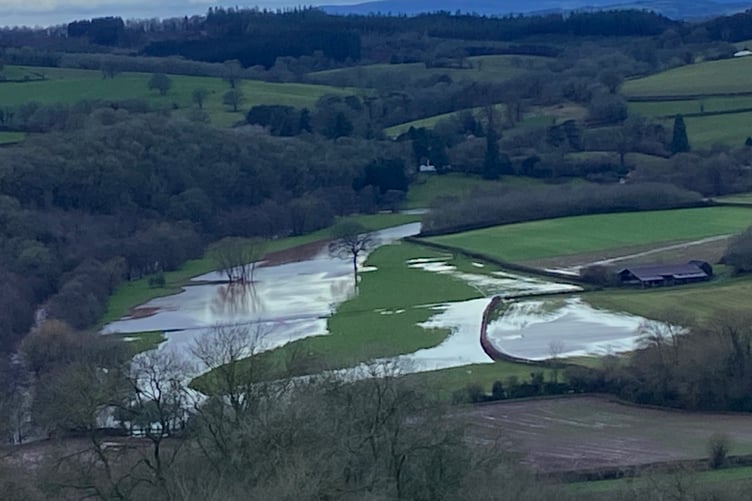 The Monnow has burst its banks at several points