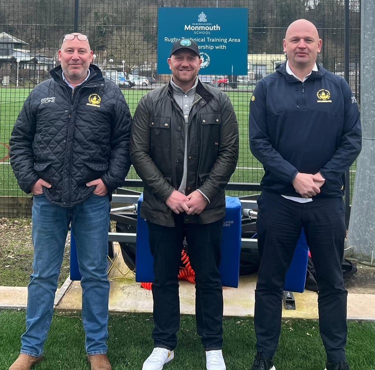 From left to right; Stuart Paterson - Monmouth RFC Young Rugby Chairman, Morgan Stoddart - Youth Head Coach and James Rayner - Youth Team Manager.