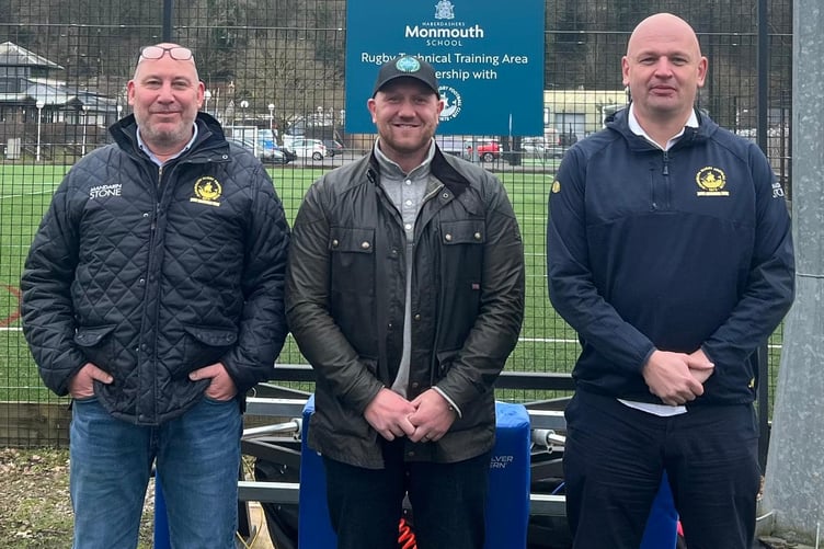 From left to right; Stuart Paterson - Monmouth RFC Young Rugby Chairman, Morgan Stoddart - Youth Head Coach and James Rayner - Youth Team Manager.
